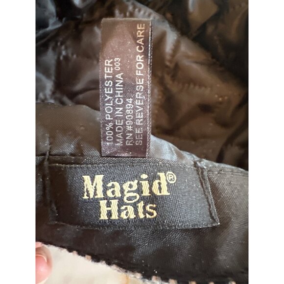 Magid Hats Womens Newsboy Cap Black & White Houndstooth Bow & Button Accents - Picture 5 of 5